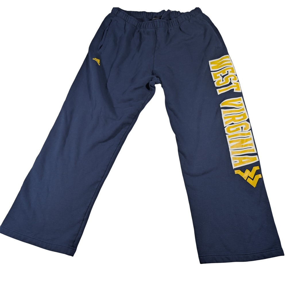 Adidas Sweatpants Mens L Blue West Virginia Mountaineers Fleece Straight Leg